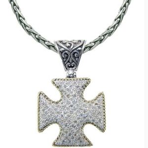 Effy Silver and Gold Cross Necklace